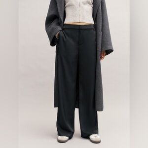 Reformation Bryan Black Satin Mid Rise Dress‎ Pant Size 12